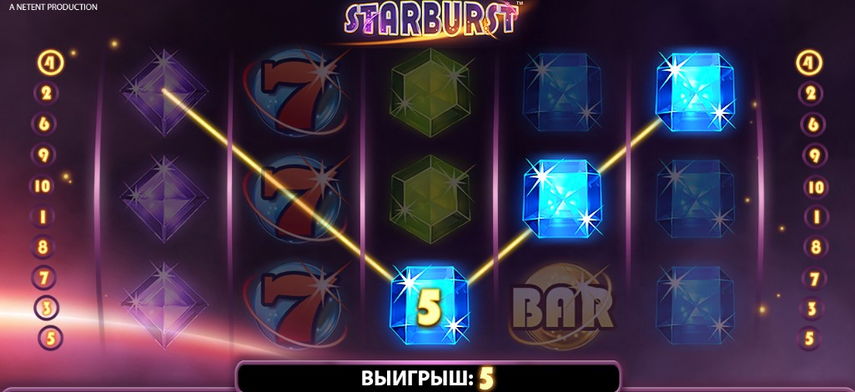 Выигрыш в слоте Starburst Starburst аппарат
